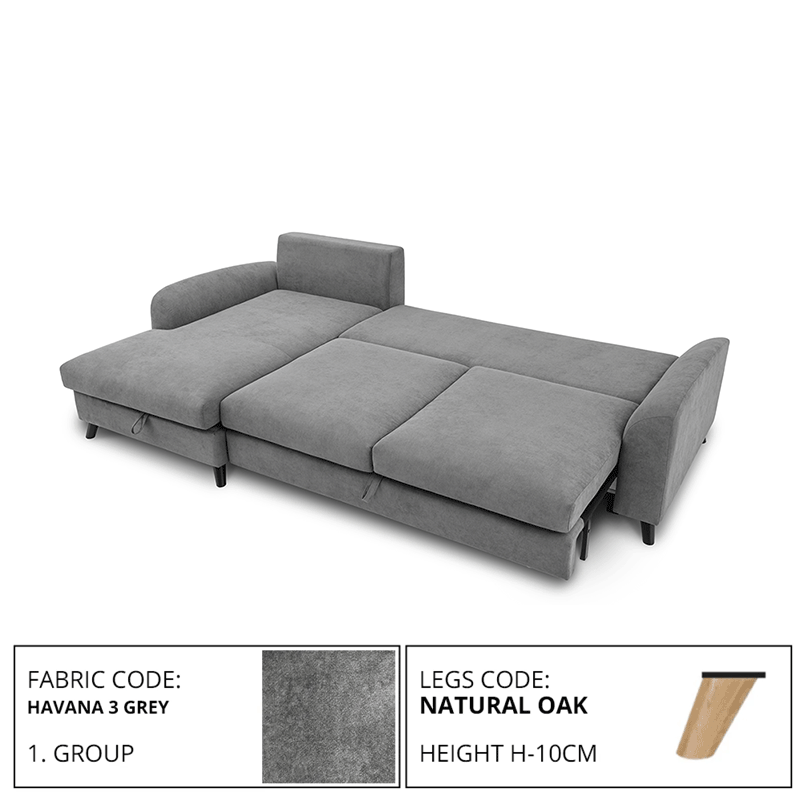 Sofa MERLIN SLEEPING (Left corner, extendable) (HAVANA 3 GREY)